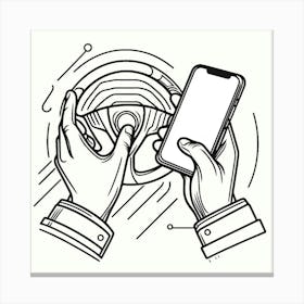 Drawing Of Hands Using Smartphone Canvas Print