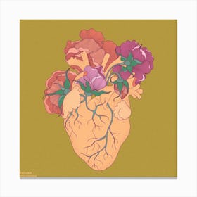 Flower Heart Square Canvas Print