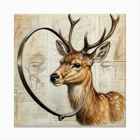 Deer With Magnifying Glass 23 Canvas Print