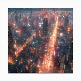 Cityscape At Night Canvas Print