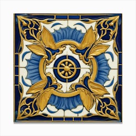 Ornate Blue And Gold Tile Canvas Print