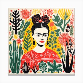 Frida Kahlo and Plants Canvas Print