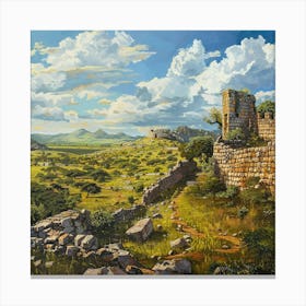 A Great Zimbabwe Ruins In Zimbabwe Oil Painting 2 Canvas Print