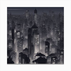 Misty City Night time print Canvas Print