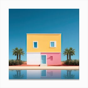Pink Yellow And White Beach House Summer Photography Canvas Print