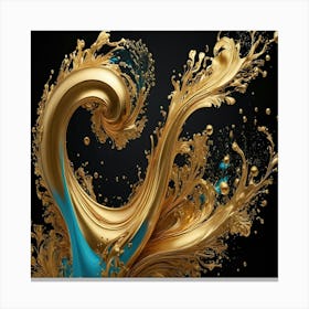 Gold Water Splash Canvas Print