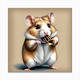 Hamster Playing A Trumpet 5 Canvas Print