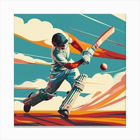 Cricket Player In Action 1 Canvas Print