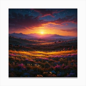 Sunset In The Meadow 8 Canvas Print