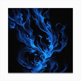 Blue Fire On Black Background Canvas Print
