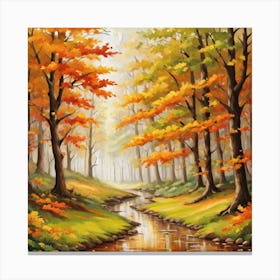 Forest In Autumn In Minimalist Style Square Composition 29 Canvas Print