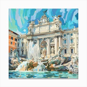 Trevi Fountain Oil Painting Canvas Print