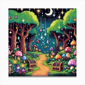 8-bit enchanted forest Canvas Print