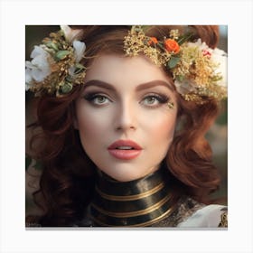 Girl With A Flower Crown Canvas Print