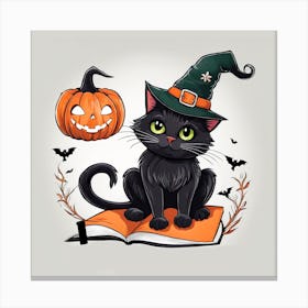 Cute Cat Halloween Pumpkin (34) Canvas Print