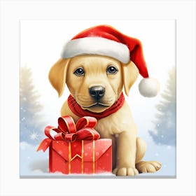 Christmas Labrador Puppy 1 Canvas Print