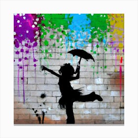 Graffiti Girl With Umbrella Canvas Print