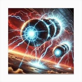 A Sci Fi Depiction Of Energy Bombs, Explosive Char Canvas Print