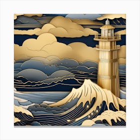 Lighthouse On The Sea Landscape 1 Canvas Print