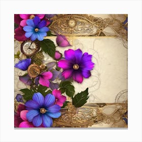 Steampunk Flowers 1 Canvas Print