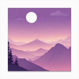 Misty mountains background in purple tone 45 Canvas Print