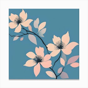 Three beige flowers with blue background Canvas Print