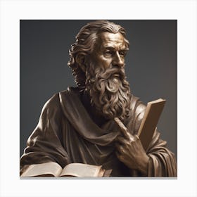 Bronze statue of a philosopher, with a wise expres_esrgan Canvas Print
