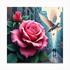 Roses And Birds Canvas Print