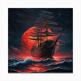 Ship On The Moon Canvas Print