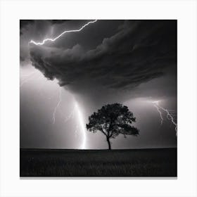 Lightning Strikes A Tree Canvas Print