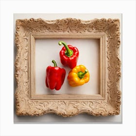 Three Peppers In A Frame Canvas Print