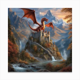 Dragon On Top Of A Castle Canvas Print