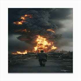 Man Walks Through A Fire Canvas Print