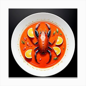 Lobster in A Plate Canvas Print