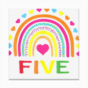 5 Years Old Rainbow 5th Birthday For Girls Boys Kids Canvas Print