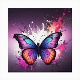 Butterfly With Paint Splashes 19 Canvas Print