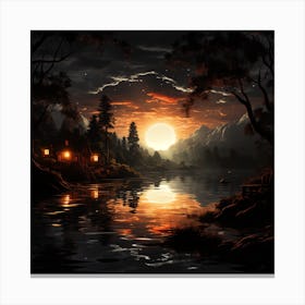 Sunset By The Lake Canvas Print