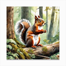 Squirrel In The Woods 25 Canvas Print