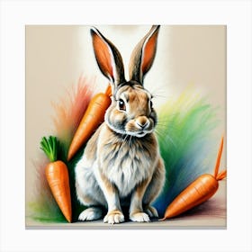 Rabbit With Carrots 29 Canvas Print