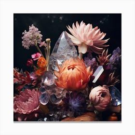 Flowers and Crystals 7 Canvas Print