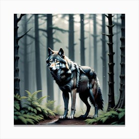 Wolf In The Forest 79 Canvas Print