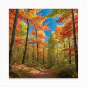 Autumn Forest Paintings Art Print 1 Canvas Print