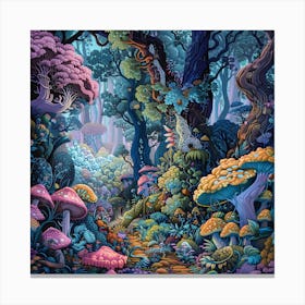 Forest Of Mushrooms Canvas Print