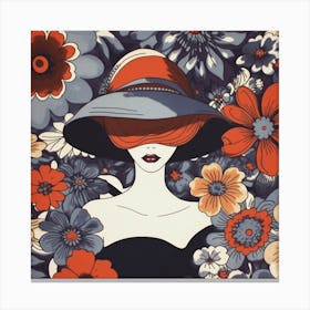 Woman In A Hat Retro Canvas Print