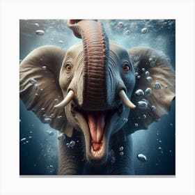 Elephant Underwater Canvas Print