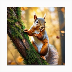 Squirrel In Autumn Forest 3 Canvas Print