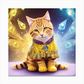 Cat With Jewels 2 Canvas Print