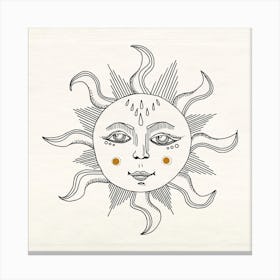 Sun Face Square Canvas Print
