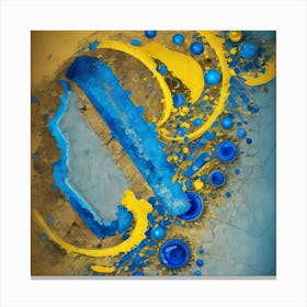 Blue And Yellow Abstract Painting Canvas Print