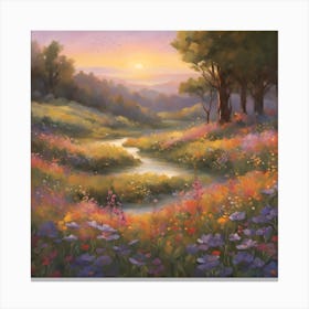 Sunset In The Meadow 1 Canvas Print